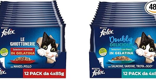 Bocconcini in gelatina per gatti adulti, multipack di bustine