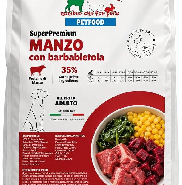 Alimento secco completo per cani adulti con manzo e verdure